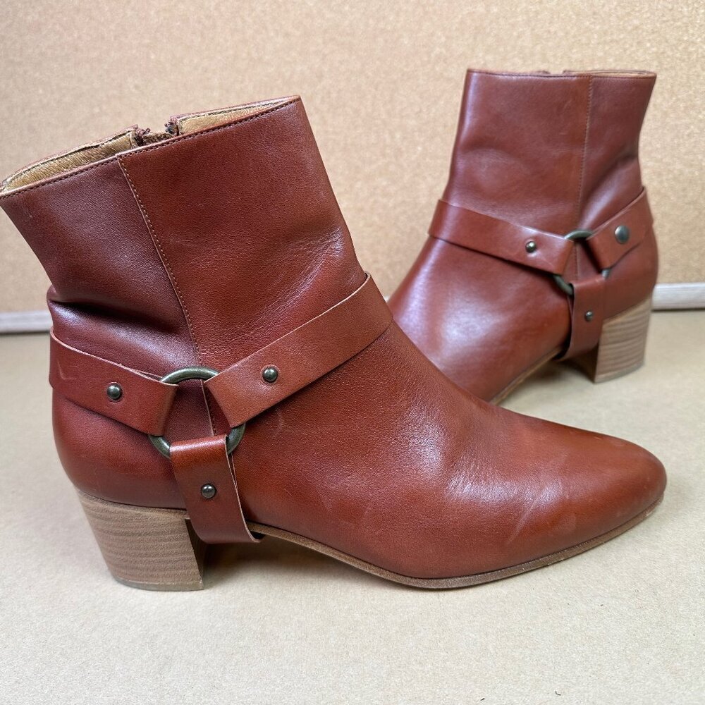 Sessun Women's Fort Graham Brown Harness Moto Leather Ankle Boots EU 40 / US 9